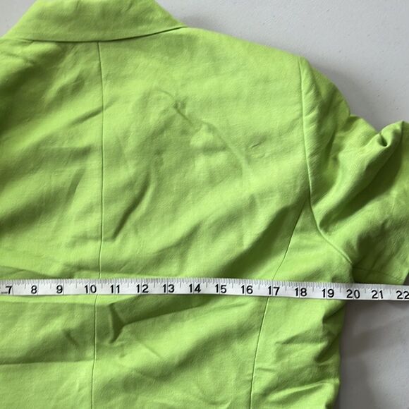 Rena Rowan 2 Piece Skirt Suit Floral Skirt Solid Jacket Lime Green Size 10 - Picture 11 of 16